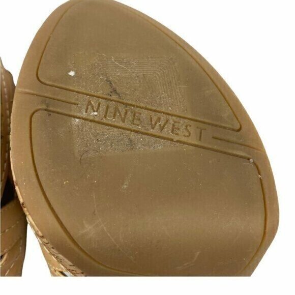 Nine West Women's Presidayo Beige Slingback Leather Cork Platform Heels US 10.5M - Picture 7 of 12